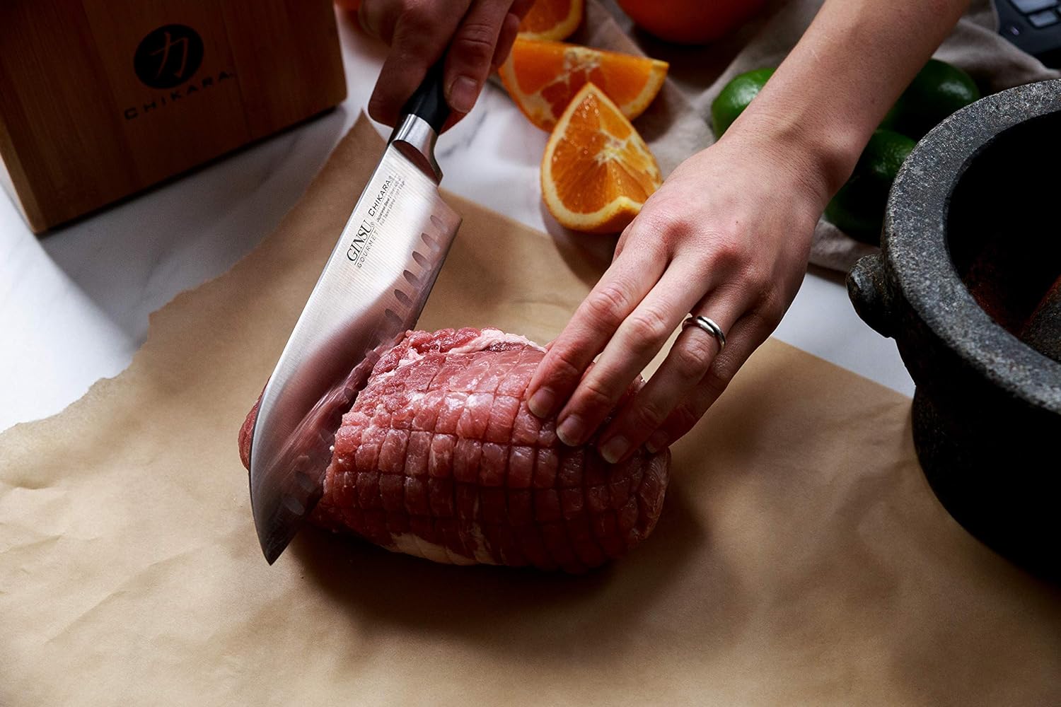 Ginsu Chikara 8-Piece Bamboo Block Knife Set - Image 7